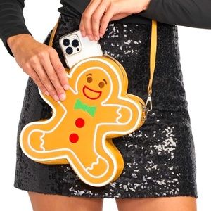 NEW! GINGERBREAD MAN SHAPED PURSE by Tipsy Elves